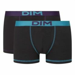 Lot 2 Boxers Coton Ceinture Colorée Noir Vert Violet Mix And Colors -Offres DIM Boutique D005DT2 9LP 02