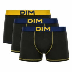 Lot De 3 Boxers Noir-Bleu Marin Et Noir-Jaune Safran Mix And Colors -Offres DIM Boutique D005DT3 8VZ 02