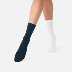 Lot De 2 Paires De Chaussettes Femme Bleu Cachemire Gris Basic Coton -Offres DIM Boutique D018UM2 6PI 01