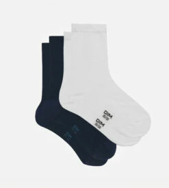 Lot De 2 Paires De Chaussettes Femme Bleu Cachemire Gris Basic Coton -Offres DIM Boutique D018UM2 6PI 03 1