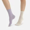 Lot De 2 Paires De Chaussettes Femme Beige Lavande Basic Coton -Offres DIM Boutique D018UM2 AOS 01
