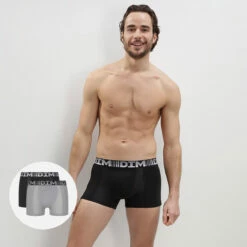 Lot De 2 Boxers Homme Respirants Noir Gris Perle 3D Flex Air