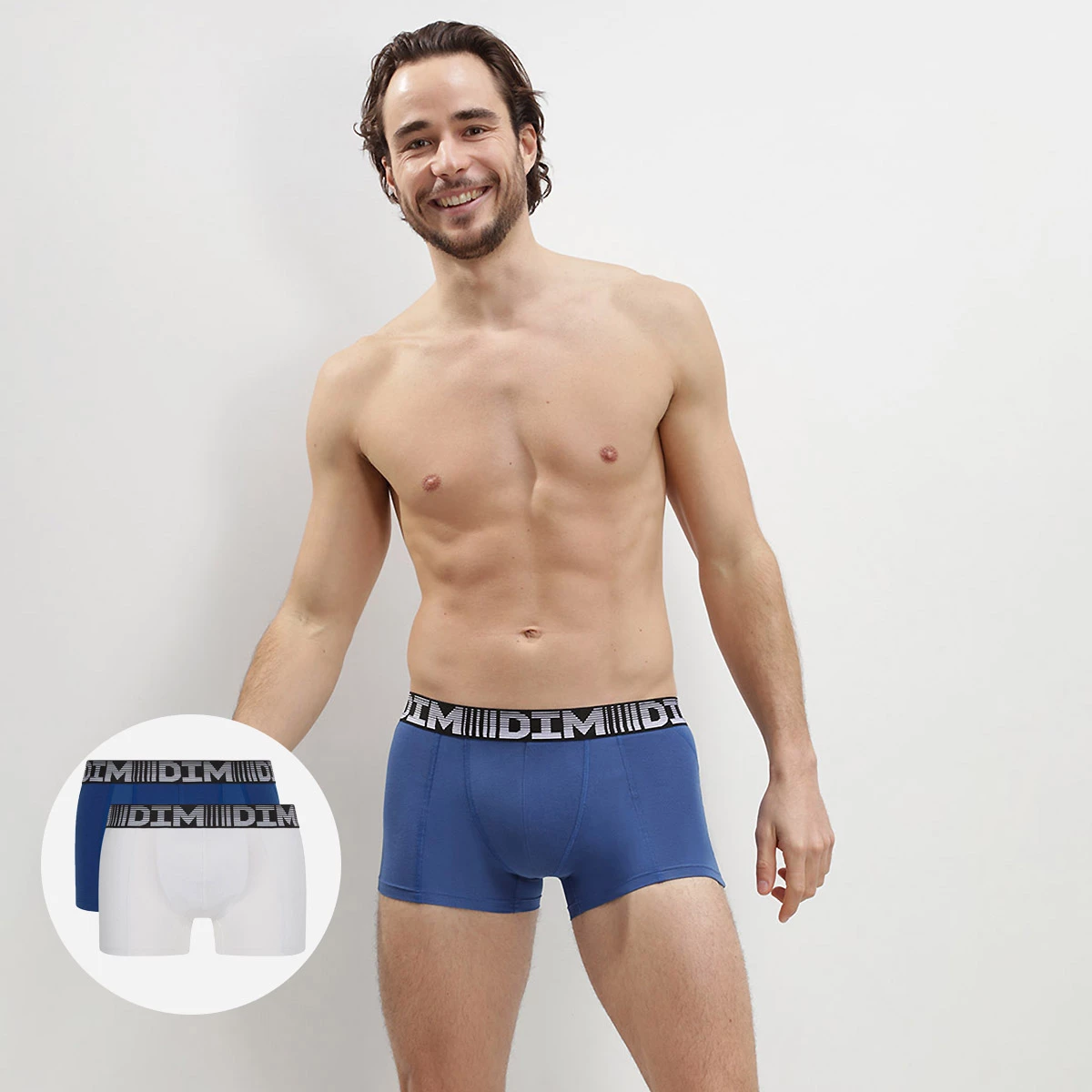 Lot De 2 Boxers Homme Respirants Bleu Acier Blanc 3D Flex Air 4 Lot De 2 Boxers Homme Respirants Bleu Acier Blanc 3D Flex Air â Image 2