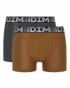 Lot De 2 Boxers Homme Respirants Marron Gris 3D Flex Air -Offres DIM Boutique D01N1G2 AA3 02