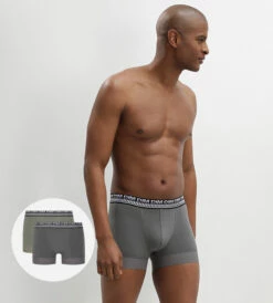 Lot De 2 Boxers Homme En Coton Extensible Vert Olive Stay And Fit