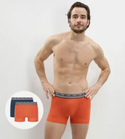 Lot De 2 Boxers Homme En Coton Extensible Bleu Orange Stay And Fit 7 Lot De 2 Boxers Homme En Coton Extensible Bleu Orange Stay And Fit -Offres DIM Boutique D02CSG2 AA5 01 1