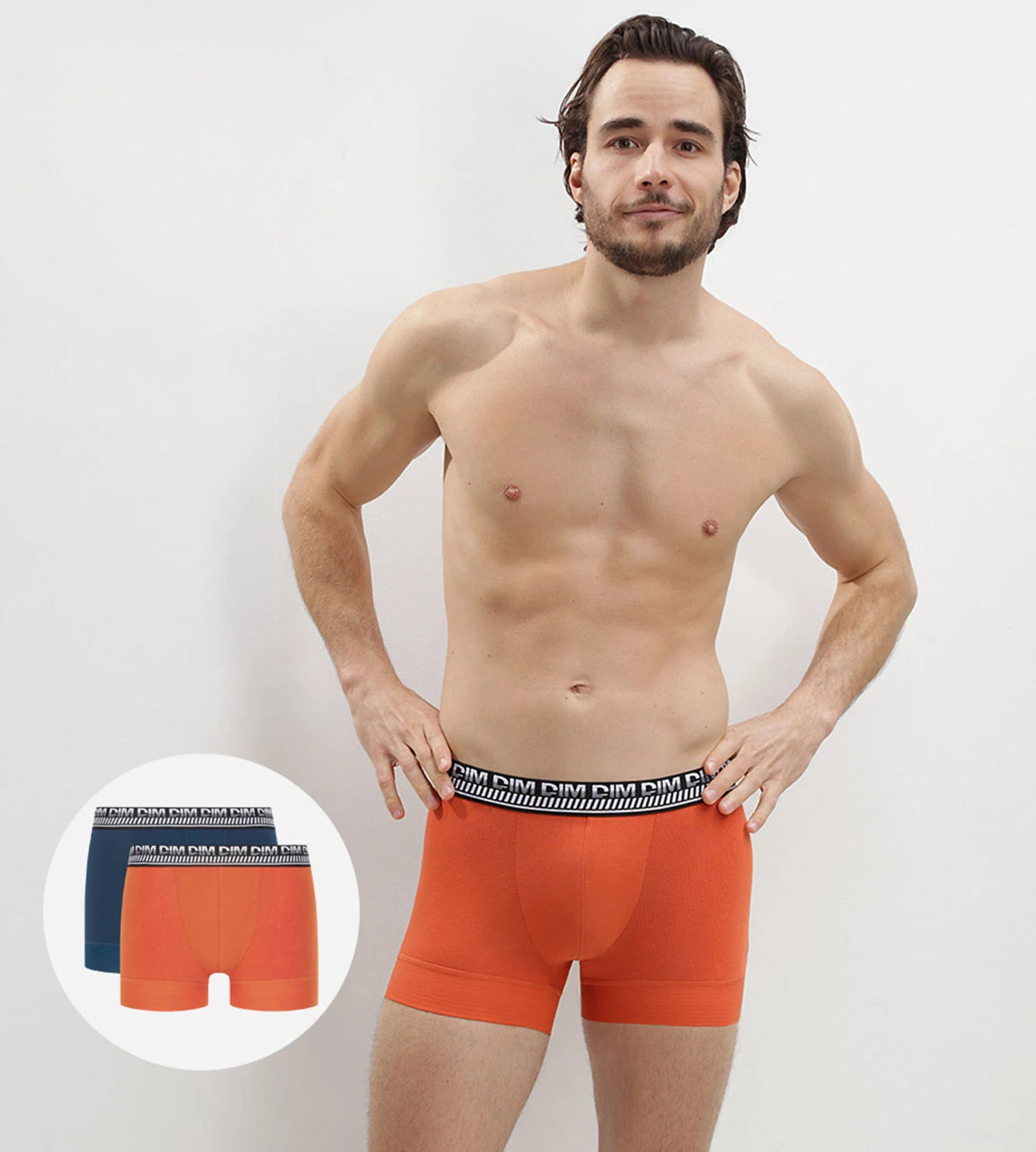 Lot De 2 Boxers Homme En Coton Extensible Bleu Orange Stay And Fit 4 Lot De 2 Boxers Homme En Coton Extensible Bleu Orange Stay And Fit – Image 2