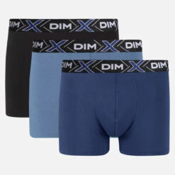 Lot De 3 Boxers X-TEMP® Bleu Eclipse, Bleu Jean, Bleu Noir En Coton -Offres DIM Boutique D041BT3 8UW 02