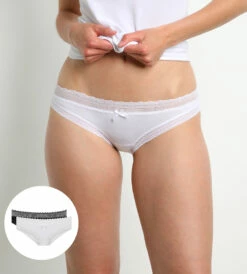 Lot De 2 Slips Noir Et Blanc Sexy Fashion En Coton Dentelle -Offres DIM Boutique D042JM2 0CA 01 1