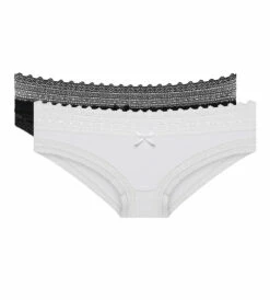 Lot De 2 Slips Noir Et Blanc Sexy Fashion En Coton Dentelle -Offres DIM Boutique D042JM2 0CA 05