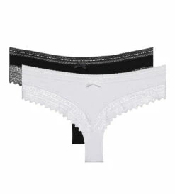 Lot De 2 Shortys Noir Et Blanc Sexy Fashion Coton Dentelle -Offres DIM Boutique D042KM2 0CA 05