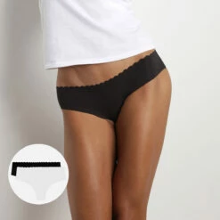 Lot De 2 Hipsters Noir Et Blanc En Coton Body Touch -Offres DIM Boutique D05DRM2 0CA 01 1