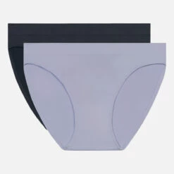 Lot De 2 Culottes Microfibre Sans Couture Bleu Gris Les Pockets EcoDim -Offres DIM Boutique D05DZP2 ALP 05