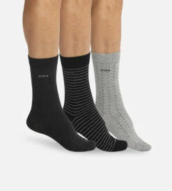 Lot De 3 Chaussettes Noires Et Anthracite Pois Rayures Homme -Offres DIM Boutique D05QPM3 5PY 01 1