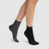 Lot De 2 Paires De Socquettes Coton Et Lurex Argenté Noir Coton Style -Offres DIM Boutique D06JOM2 9OL 01