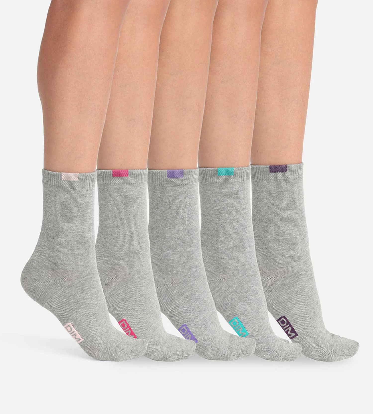 Lot De 5 Paires De Chaussettes Femme Coton Mélangé Gris Clair ECODIM 4 Lot De 5 Paires De Chaussettes Femme Coton Mélangé Gris Clair ECODIM – Image 2