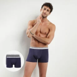 Lot De 2 Boxers Homme En Coton Stretch Bleu Gris Classic Colors -Offres DIM Boutique D06XPT2 A9Z 01 1