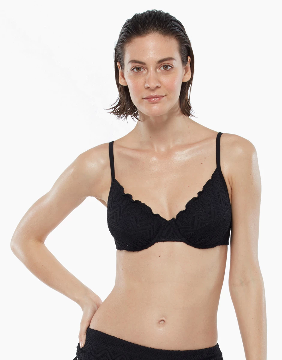 Haut De Maillot De Bain Noir à Imprimé Géométrique Avec Armatures 3 Haut De Maillot De Bain Noir à Imprimé Géométrique Avec Armatures