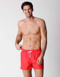 Maillot De Bain Court Pour Homme Rouge Avec Imprimé Surf