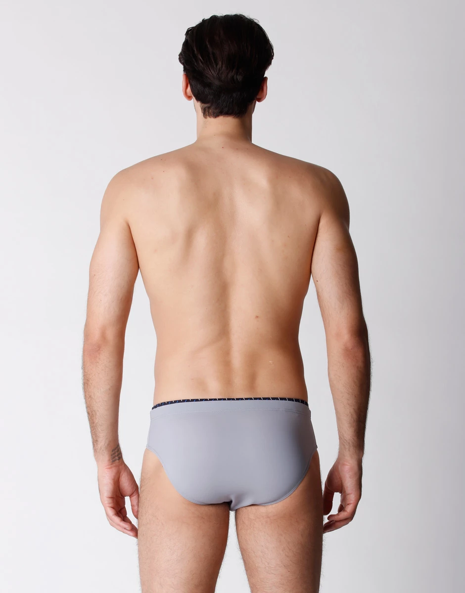 Slip De Bain Gris Clair Pour Homme En Microfibre 5 Slip De Bain Gris Clair Pour Homme En Microfibre – Image 3