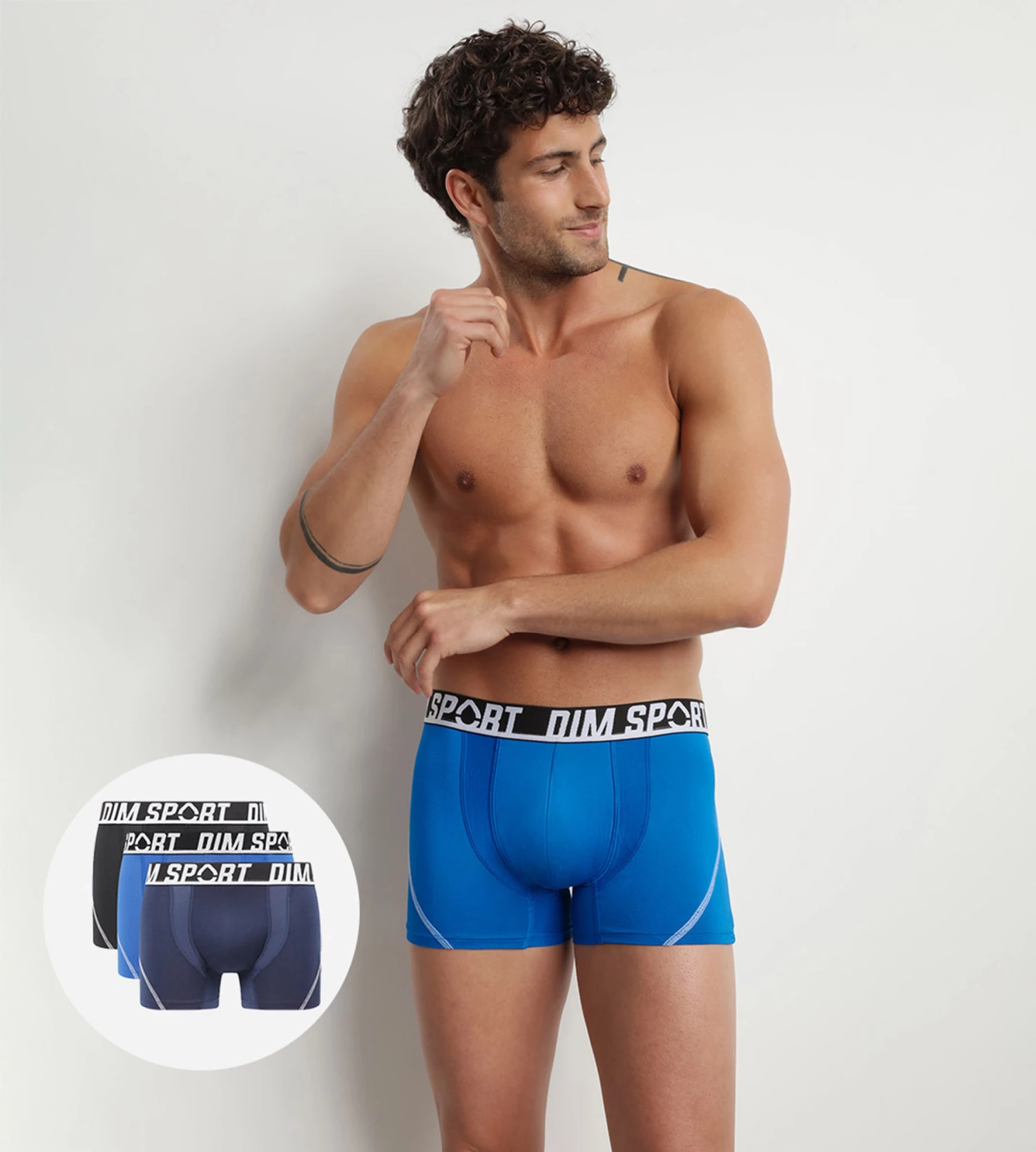 Lot De 3 Boxers Homme Microfibre Thermoregulatrice Bleu Dim Sport 4 Lot De 3 Boxers Homme Microfibre Thermoregulatrice Bleu Dim Sport – Image 2