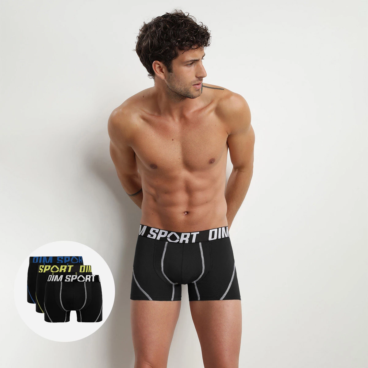 Lot De 3 Boxers Homme Coton à Thermoregulation Active Noir Dim Sport 3 Lot De 3 Boxers Homme Coton à Thermoregulation Active Noir Dim Sport