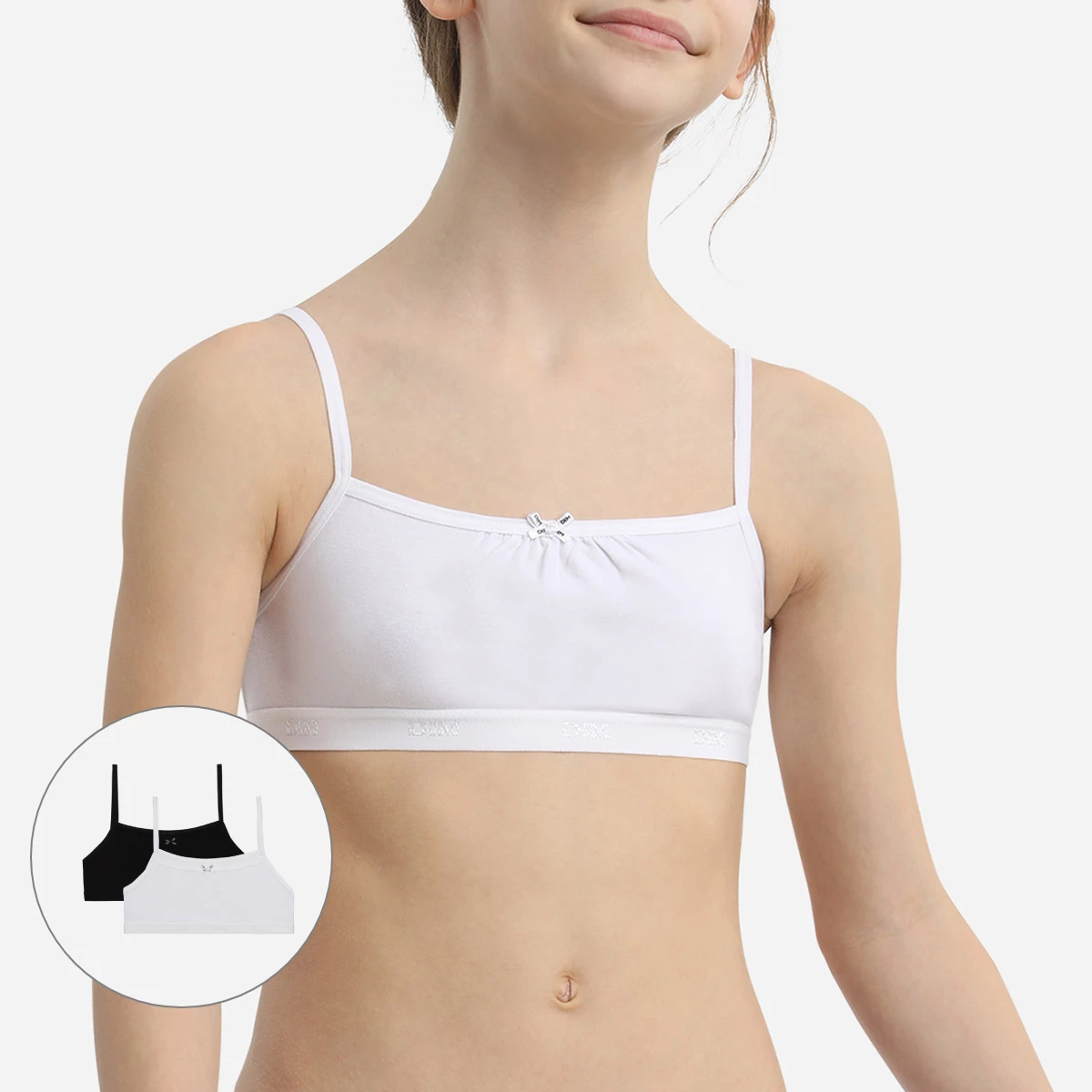 Lot De 2 Brassières Filles En Coton Stretch Noir Blanc Basic Coton 3 Lot De 2 Brassières Filles En Coton Stretch Noir Blanc Basic Coton