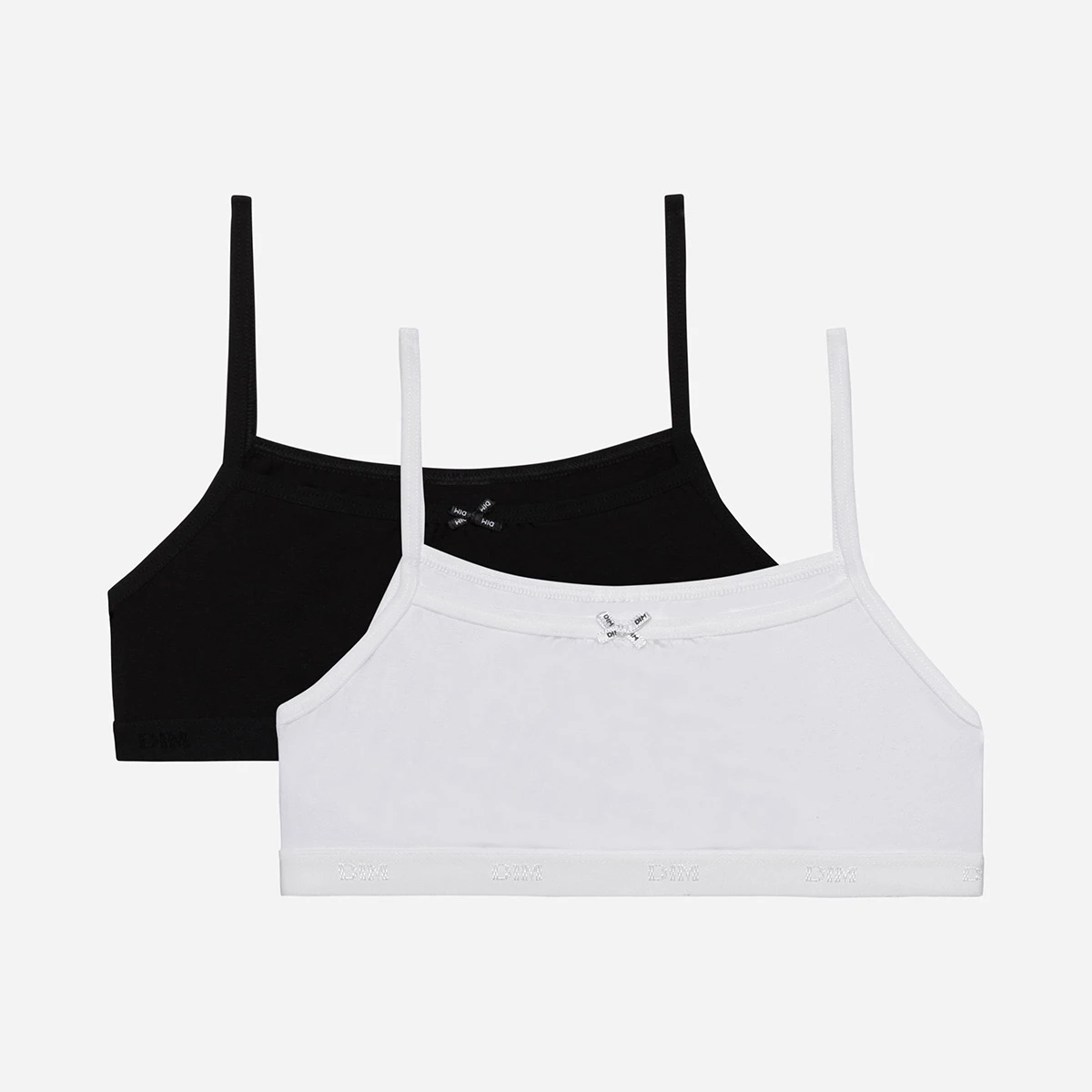 Lot De 2 Brassières Filles En Coton Stretch Noir Blanc Basic Coton 6 Lot De 2 Brassières Filles En Coton Stretch Noir Blanc Basic Coton – Image 4