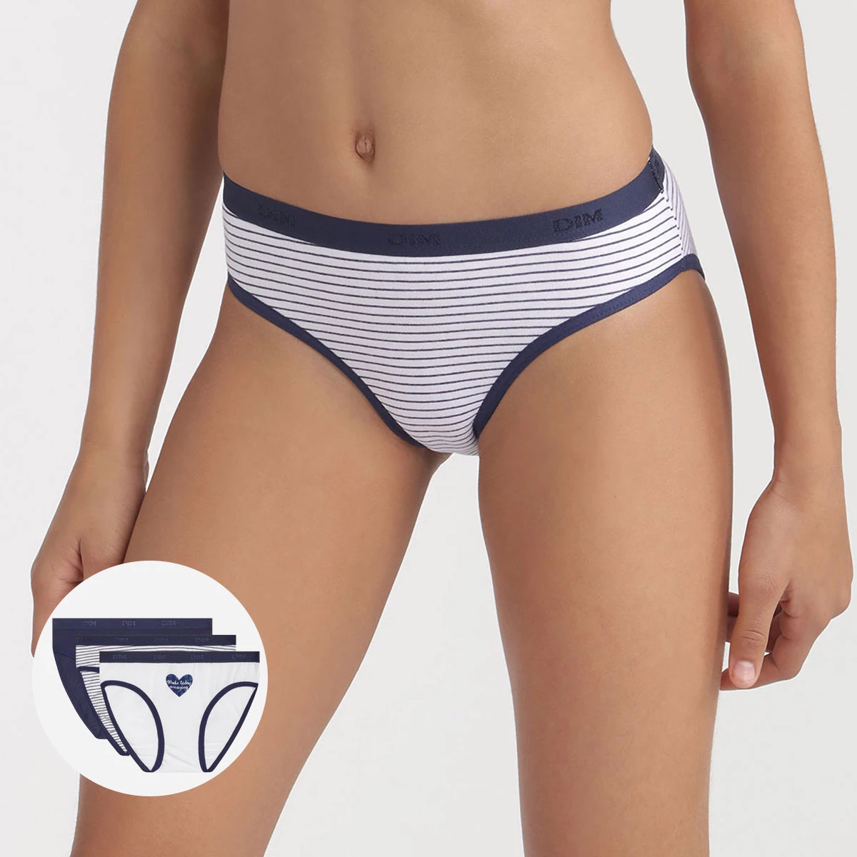 Lot De 3 Culottes Bleu Et Imprimé Les Pockets DIM Girl 4 Lot De 3 Culottes Bleu Et Imprimé Les Pockets DIM Girl – Image 2