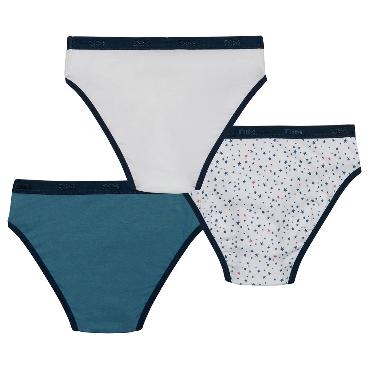 Lot De 3 Slips Fille En Coton Stretch à étoiles Blanc Bleu Les Pockets 5 Lot De 3 Slips Fille En Coton Stretch à étoiles Blanc Bleu Les Pockets – Image 3
