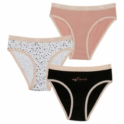 Lot De 3 Slips Fille Coton Stretch Motif étoiles Noir Rose Les Pockets