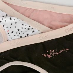 Lot De 3 Slips Fille Coton Stretch Motif étoiles Noir Rose Les Pockets -Offres DIM Boutique D093GP3 AIC 03 front detail
