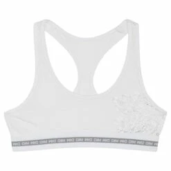 Brassière Fille Coton Stretch Blanc Avec Impressions Argentées Dim Sport