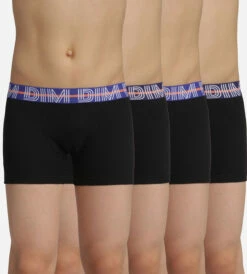 Lot De 4 Boxers Garçon Coton Stretch Ceinture Contrastée Noir EcoDim
