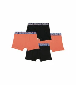 Lot De 4 Boxers Garçon Coton Stretch Ceinture Contrastée Orange EcoDim