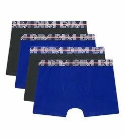 Lot De 4 Boxers Garçon Coton Stretch Ceinture Contrastée Bleu EcoDim -Offres DIM Boutique D096SC4 AGC 03
