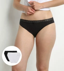 Lot De 2 Culottes Pour Femme Noir Et Blanc DIM Fashion -Offres DIM Boutique D09AJP2 0CA 01 1