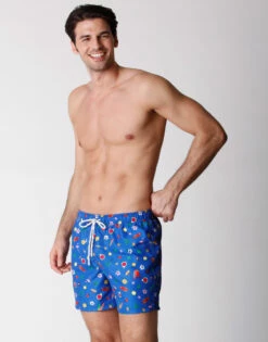 Maillot De Bain Pour Homme Bleu Imprimé Vacances