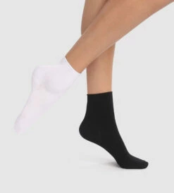 Lot De 2 Paires De Socquettes Femmes En Modal Noir Blanc Dim Modal -Offres DIM Boutique D09KPM2 0CA 01 1