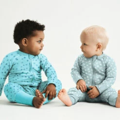 Pyjama Bébé Zippé Coton Stretch Bleu Clair Imprimé Pluie D'étoile Dim ZIPPY ® -Offres DIM Boutique D0A0GC1 9WR 02