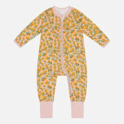 Pyjama Bébé Zippé En Coton Stretch Motifs Mandarines Beige Dim ZIPPY®