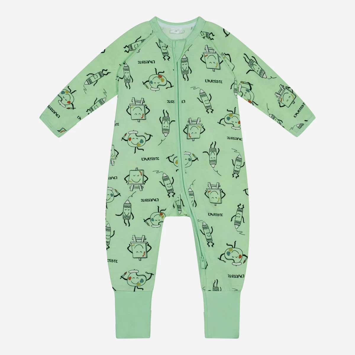 Pyjama Bébé Zippé En Coton Stretch Motifs Crayons Vert Dim ZIPPY® 4 Pyjama Bébé Zippé En Coton Stretch Motifs Crayons Vert Dim ZIPPY® – Image 2