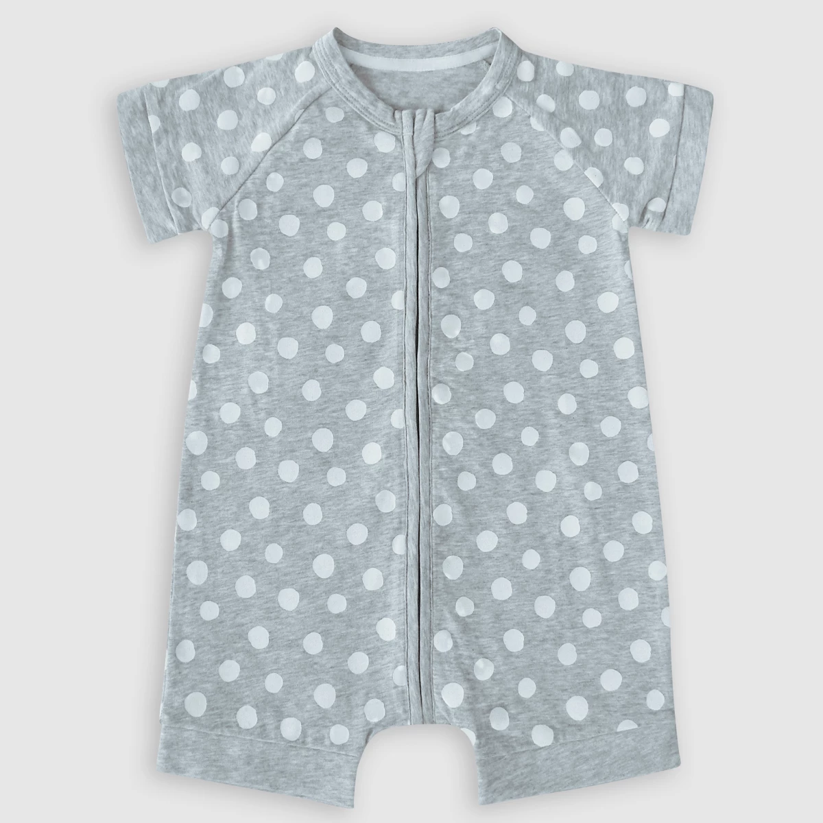 Barboteuse Bébé Zippée Coton Stretch Grise Motifs Pois Blanc Dim ZIPPY ® 3 Barboteuse Bébé Zippée Coton Stretch Grise Motifs Pois Blanc Dim ZIPPY ®