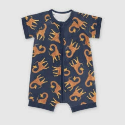 Barboteuse Bébé Zippée En Coton Stretch Motif Girafe Bleu Dim ZIPPY ®