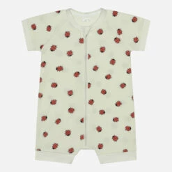 Barboteuse Bébé Zippé Coton Stretch Blanc Motif Coccinelle Dim Zippy®