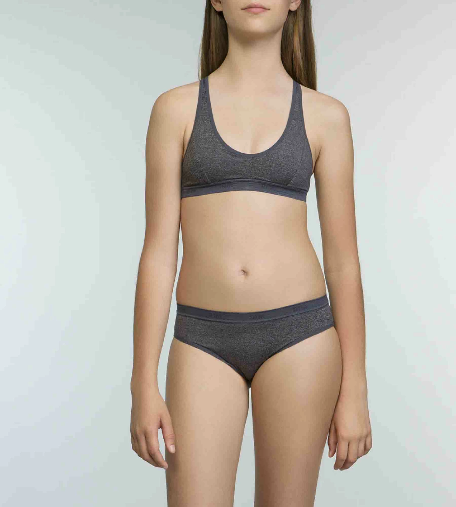 Brassière De Sport Pour Fille Gris Chiné Foncé En Microfibre Dim Micro 7 Brassière De Sport Pour Fille Gris Chiné Foncé En Microfibre Dim Micro – Image 5