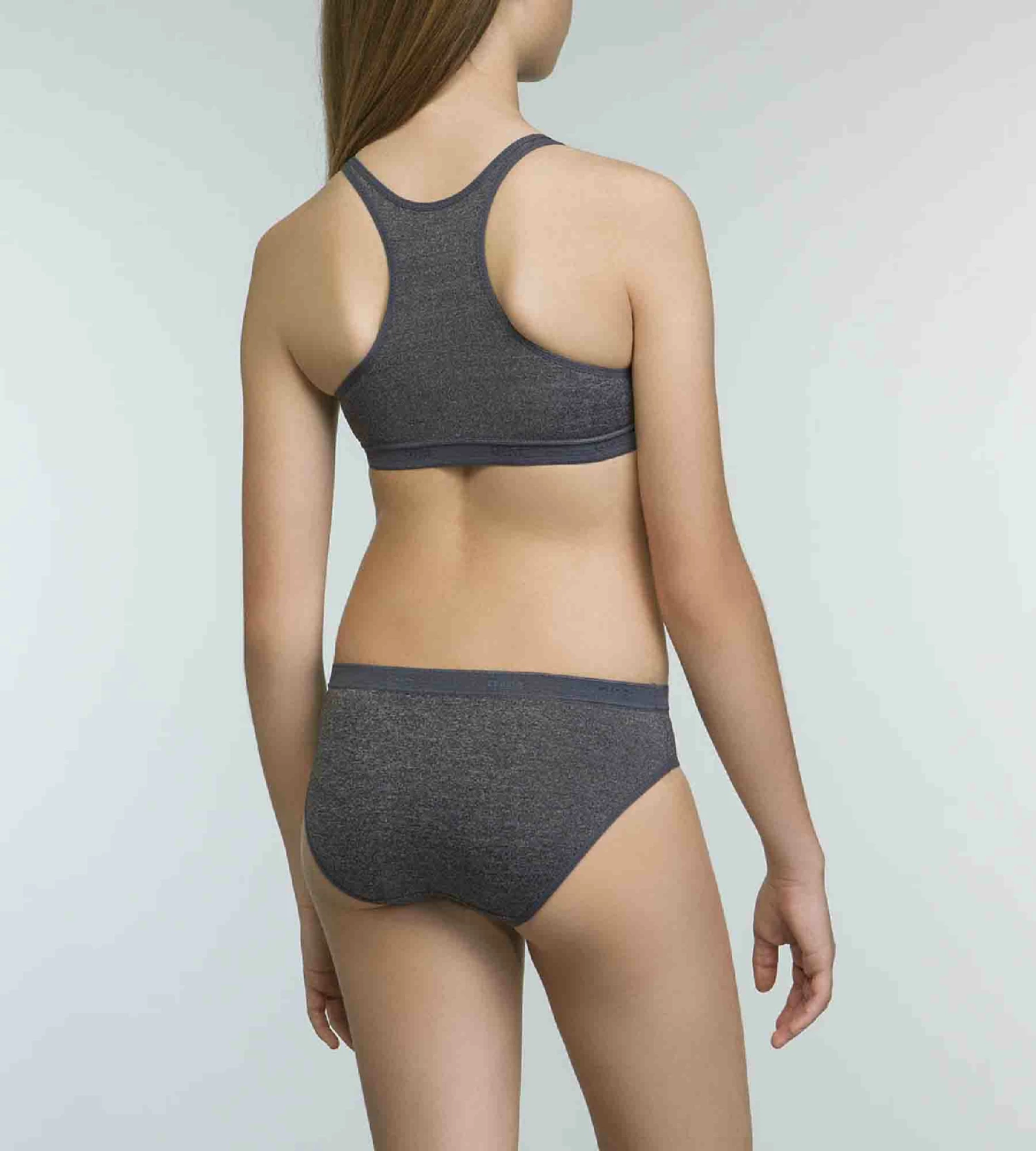 Brassière De Sport Pour Fille Gris Chiné Foncé En Microfibre Dim Micro 8 Brassière De Sport Pour Fille Gris Chiné Foncé En Microfibre Dim Micro – Image 6