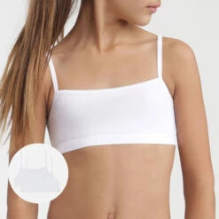 Lot De 2 Brassières Fille Coton Naturel Sans Armatures Blanc Basic Bio