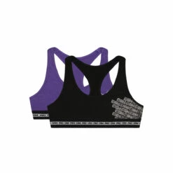 Lot De 2 Brassières Fille Coton Stretch Violet Motif Argent Dim Sport