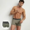 Lot De 2 Boxers Homme En Coton Stretch Bio Charbon Vert Dim Green Bio
